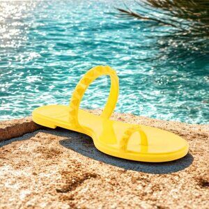 💛 Carmen Sol Yellow Maria Flat Jelly Sandals - Made in Italy - Size 10/40 💛 C